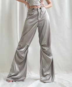 Grunge Elbise, Winter Outfits Formal Classy - Y2K Satin Wide Leg Pants