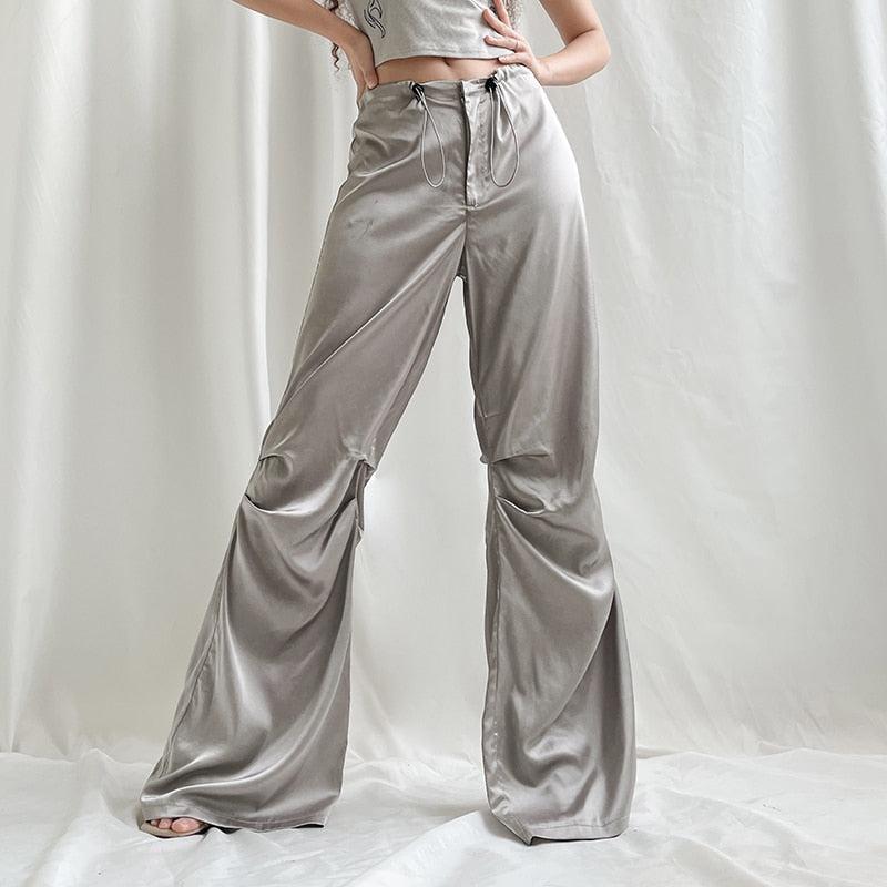 Grunge Elbise, Winter Outfits Formal Classy - Y2K Satin Wide Leg Pants Grunge Elbise, Winter Outfits Formal Classy - Y2K Satin Wide Leg Pants