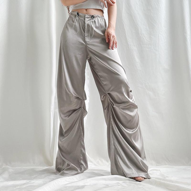 Grunge Elbise, Winter Outfits Formal Classy - Y2K Satin Wide Leg Pants Grunge Elbise, Winter Outfits Formal Classy - Y2K Satin Wide Leg Pants
