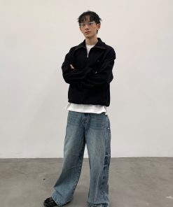 Half-Zip American Style Hoodie - Roaring Beast Design for Autumn/Winter 2025, Trendy Streetwear Inspired by 90s and Y2K Fashion