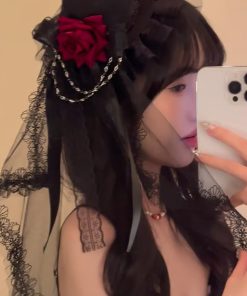 Halloween Rose Lace Mini Hat with Dark Skull Claw Clip - Lolita Cosplay Photo Costume Accessory for Gothic and Y2K Styles