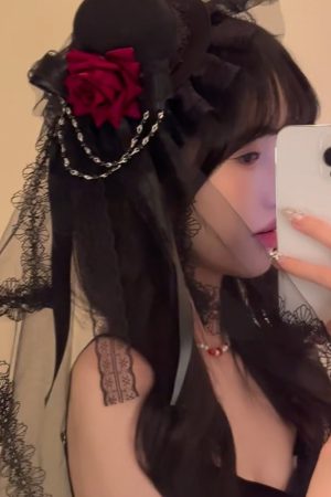 Halloween Rose Lace Mini Hat with Dark Skull Claw Clip - Lolita Cosplay Photo Costume Accessory for Gothic and Y2K Styles