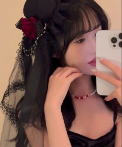 Halloween Rose Lace Mini Hat with Dark Skull Claw Clip - Lolita Cosplay Photo Costume Accessory for Gothic and Y2K Styles