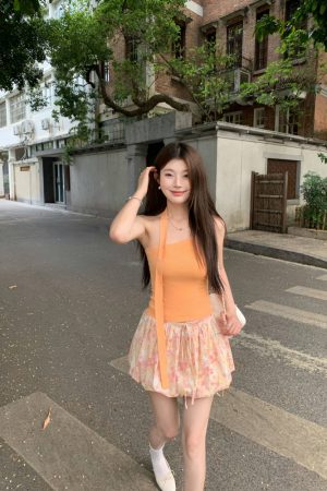 Halter Neck Knitted Vest with Ribbon Button Design - Solid Color Minimalist Top in Korean Style for Women