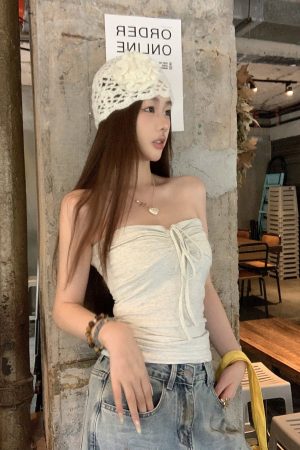 Halter Strapless Drawstring Top - Slimming Versatile Vacation Style, Sexy Trendy Summer Fashion, Perfect for Y2K and 90s Looks