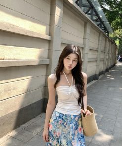 Halter Strapless Drawstring Top - Slimming Versatile Vacation Style, Sexy Trendy Summer Fashion, Perfect for Y2K and 90s Looks