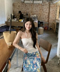 Halter Strapless Drawstring Top - Slimming Versatile Vacation Style, Sexy Trendy Summer Fashion, Perfect for Y2K and 90s Looks