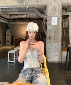 Halter Strapless Drawstring Top - Slimming Versatile Vacation Style, Sexy Trendy Summer Fashion, Perfect for Y2K and 90s Looks