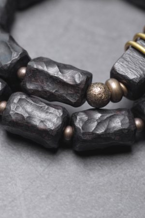 Hand-Carved Textured Black Sandalwood Bracelet for Men - Unique Ethnic Style Retro Bead Accessory