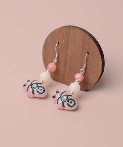 Hand-Painted Blue and Pink Glass Fish Earrings - Chinese Style, Sweet & Delicate, Hypoallergenic Silver for Women