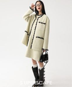 Handmade 3D Sequin Lace Woven Little Chanel Neck Dress - Elegant Y2K Style Party Dress