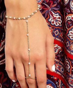 Handmade Beaded Pearl Bracelet and Ring Set - European and American Luxury Evening Jewelry for Women