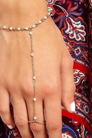 Handmade Beaded Pearl Bracelet and Ring Set - European and American Luxury Evening Jewelry for Women