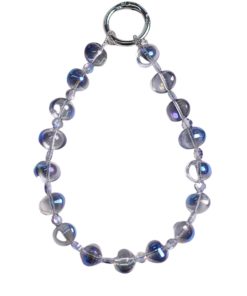 Handmade Beaded Phone Chain with Glass Bubble Four-Leaf Clover Crystal Pendant - Anti-Drop & Anti-Lost Accessory