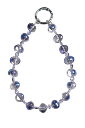 Handmade Beaded Phone Chain with Glass Bubble Four-Leaf Clover Crystal Pendant - Anti-Drop & Anti-Lost Accessory