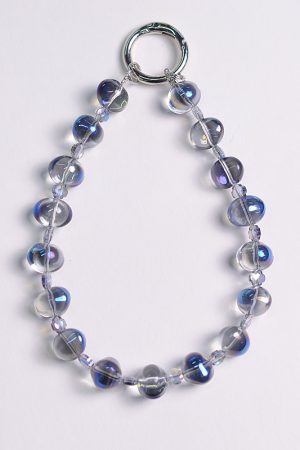 Handmade Beaded Phone Chain with Glass Bubble Four-Leaf Clover Crystal Pendant - Anti-Drop & Anti-Lost Accessory