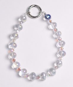 Handmade Beaded Phone Chain with Glass Bubble Four-Leaf Clover Crystal Pendant - Anti-Drop & Anti-Lost Accessory