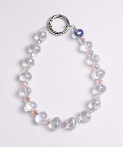 Handmade Beaded Phone Chain with Glass Bubble Four-Leaf Clover Crystal Pendant - Anti-Drop & Anti-Lost Accessory