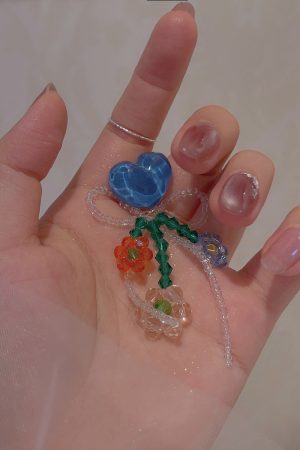 Handmade Blue Crystal Heart Earrings with Bow Bead Tassel - Exquisite High-End Women's Jewelry, Sweet and Elegant Design