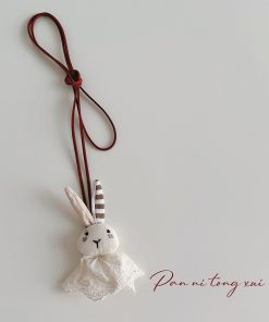 Handmade Children's Cartoon Hanging Neck Necklace - Cute 3D Animal Pendant for Sweatshirts and Bags, Soft Fabric Accessory