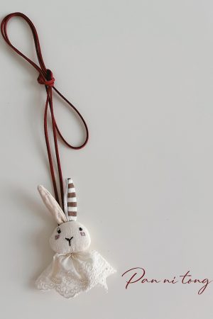 Handmade Children's Cartoon Hanging Neck Necklace - Cute 3D Animal Pendant for Sweatshirts and Bags, Soft Fabric Accessory