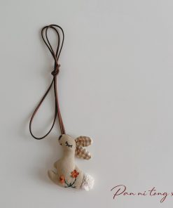 Handmade Children's Cartoon Hanging Neck Necklace - Cute 3D Animal Pendant for Sweatshirts and Bags, Soft Fabric Accessory