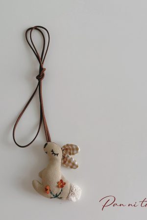 Handmade Children's Cartoon Hanging Neck Necklace - Cute 3D Animal Pendant for Sweatshirts and Bags, Soft Fabric Accessory