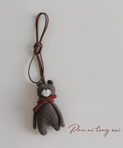 Handmade Children's Cartoon Hanging Neck Necklace - Cute 3D Animal Pendant for Sweatshirts and Bags, Soft Fabric Accessory