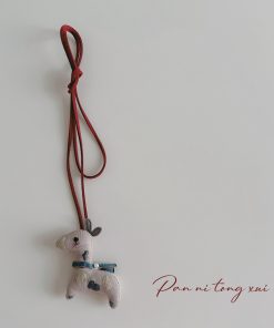 Handmade Children's Cartoon Hanging Neck Necklace - Cute 3D Animal Pendant for Sweatshirts and Bags, Soft Fabric Accessory