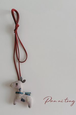 Handmade Children's Cartoon Hanging Neck Necklace - Cute 3D Animal Pendant for Sweatshirts and Bags, Soft Fabric Accessory