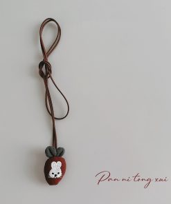 Handmade Children's Cartoon Hanging Neck Necklace - Cute 3D Animal Pendant for Sweatshirts and Bags, Soft Fabric Accessory