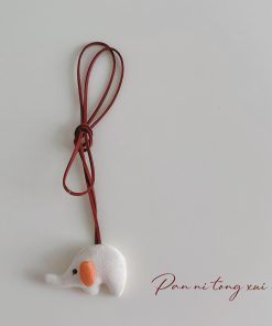 Handmade Children's Cartoon Hanging Neck Necklace - Cute 3D Animal Pendant for Sweatshirts and Bags, Soft Fabric Accessory