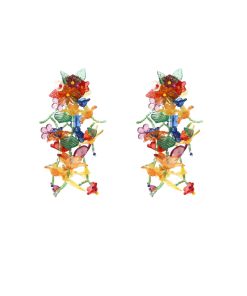 Handmade Colorful Beaded Woven Flower Earrings for Women - Heavy-Duty Summer Vacation Style, Niche Seaside Accessory
