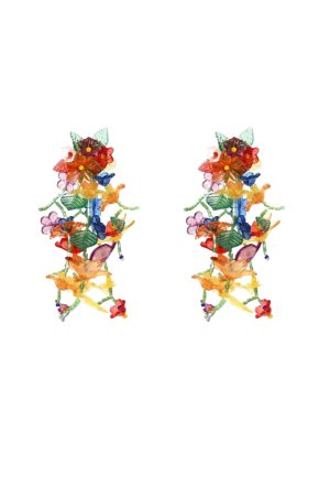 Handmade Colorful Beaded Woven Flower Earrings for Women - Heavy-Duty Summer Vacation Style, Niche Seaside Accessory