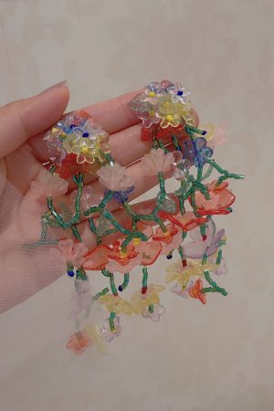 Handmade Colorful Beaded Woven Flower Earrings for Women - Heavy-Duty Summer Vacation Style, Niche Seaside Accessory