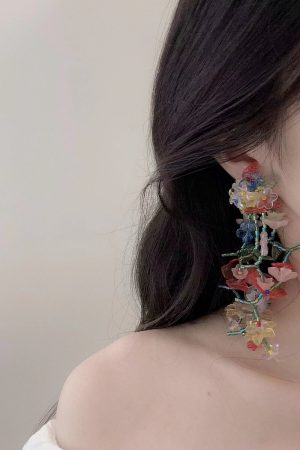 Handmade Colorful Beaded Woven Flower Earrings for Women - Heavy-Duty Summer Vacation Style, Niche Seaside Accessory