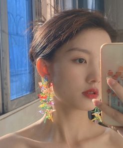 Handmade Colorful Beaded Woven Flower Earrings for Women - Heavy-Duty Summer Vacation Style, Niche Seaside Accessory