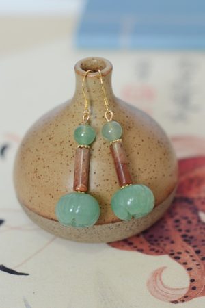 Handmade Dongling Jade Flower Earrings with Shoushan Stone and S925 Silver - Chinese-Style Ancient Wind Jewelry for Women