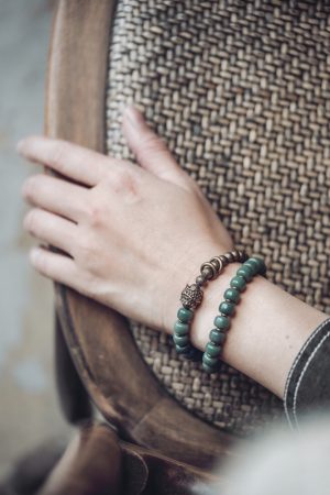 Handmade Double-Layer Antique Bronze Green Bodhi Root Bracelet for Men & Women - Textured Retro Jewelry with Unique Personality