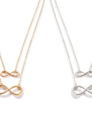 Handmade Double-Layer Choker Necklace with Lucky Number 8 - Simple European and American Style Short Necklace