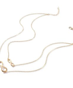 Handmade Double-Layer Choker Necklace with Lucky Number 8 - Simple European and American Style Short Necklace