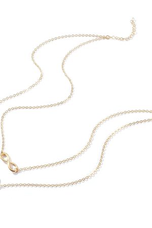 Handmade Double-Layer Choker Necklace with Lucky Number 8 - Simple European and American Style Short Necklace