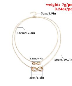 Handmade Double-Layer Choker Necklace with Lucky Number 8 - Simple European and American Style Short Necklace