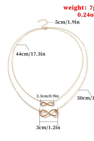 Handmade Double-Layer Choker Necklace with Lucky Number 8 - Simple European and American Style Short Necklace