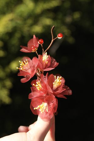 Handmade Embroidered Plum Blossom Hairpin - Ancient Style Hanfu Side Clip for Updo, Elegant Qipao Hair Accessory for Women