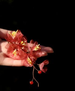 Handmade Embroidered Plum Blossom Hairpin - Ancient Style Hanfu Side Clip for Updo, Elegant Qipao Hair Accessory for Women