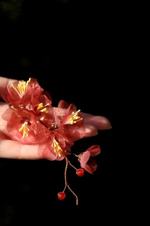 Handmade Embroidered Plum Blossom Hairpin - Ancient Style Hanfu Side Clip for Updo, Elegant Qipao Hair Accessory for Women