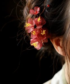 Handmade Embroidered Plum Blossom Hairpin - Ancient Style Hanfu Side Clip for Updo, Elegant Qipao Hair Accessory for Women