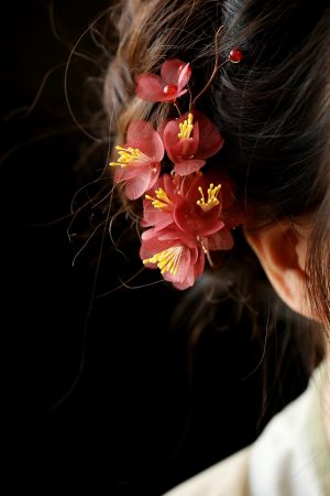 Handmade Embroidered Plum Blossom Hairpin - Ancient Style Hanfu Side Clip for Updo, Elegant Qipao Hair Accessory for Women