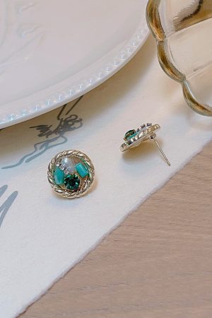 Handmade Ethnic Style Beaded Earrings for Women - Retro Blue Design, 2025 Trendy Spring/Summer Accessory